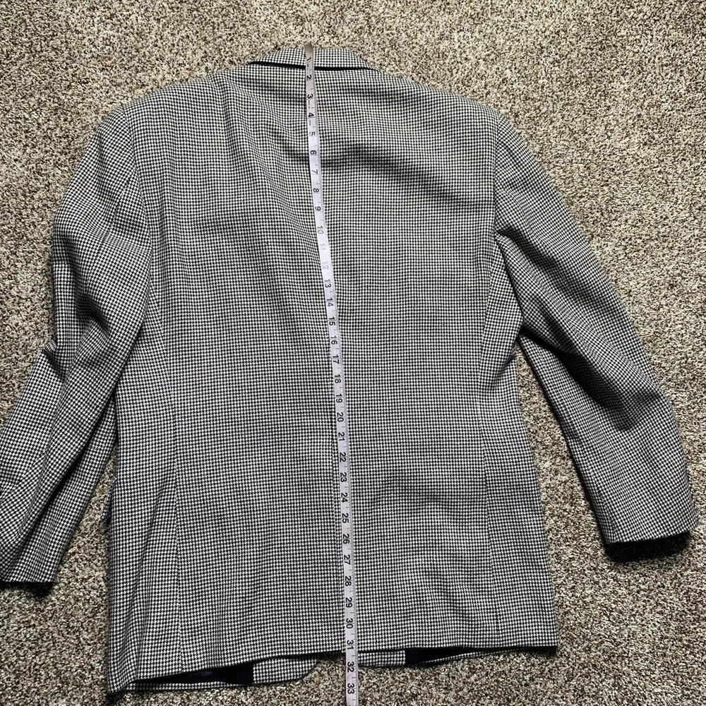 Vintage Polo Ralph Lauren Houndstooth Silk Cotton Mens Sz 41R Black Gray Blazer